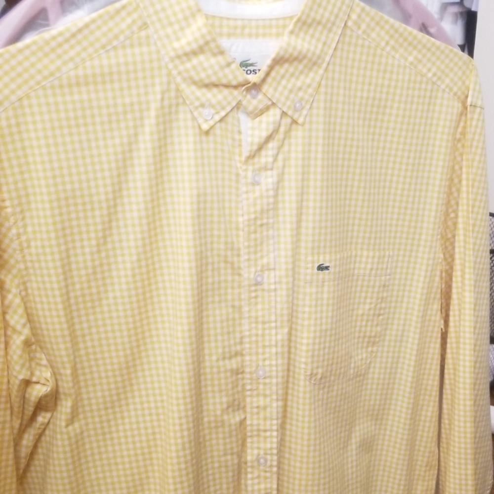 Lacoste long sleeve button up dress shirt mens L